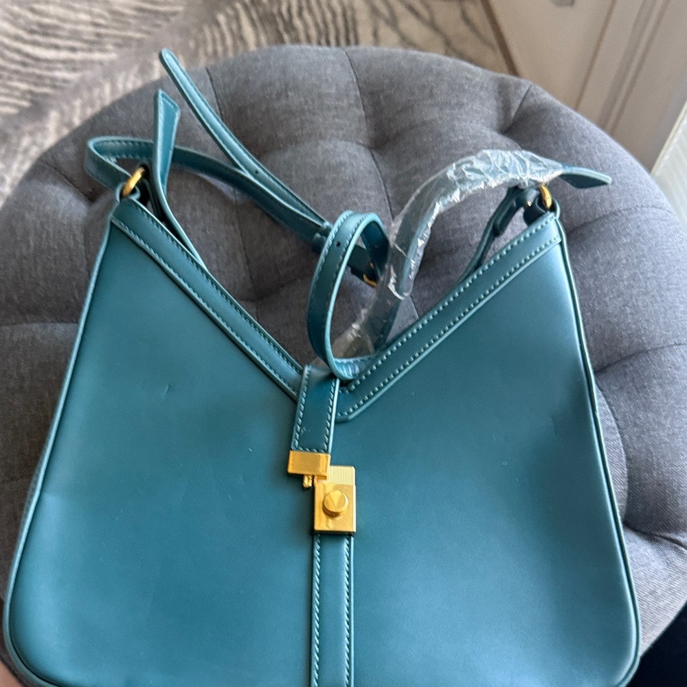 Mystique Boutique Teal Shoulder Bag with Gold Accents